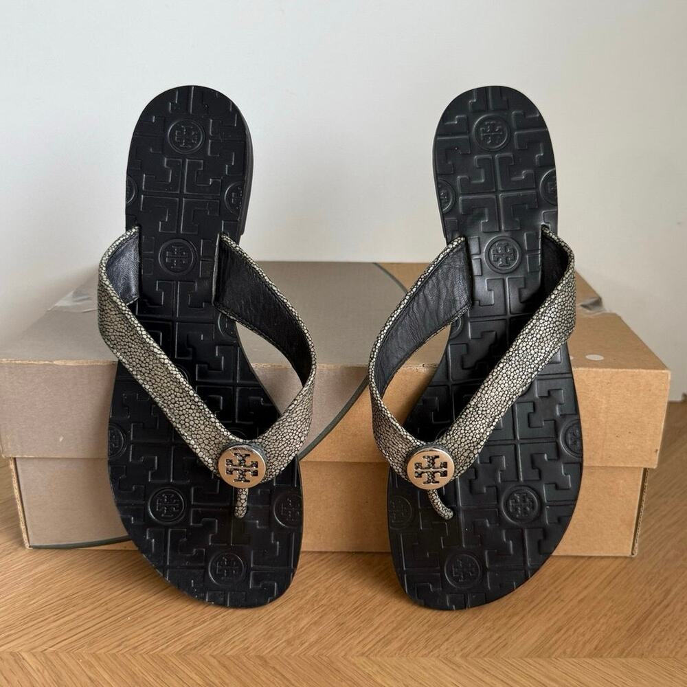 Tory Burch Thora ‘Metallic Snake’ Women Sandals- SZ 9